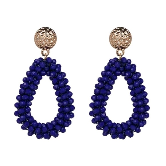 Handmade blue crystal beaded earrings (2 options) - Picture 1 of 2